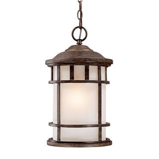 Hanging Lantern 1 light Outdoor Black Coral Frosted glass Light