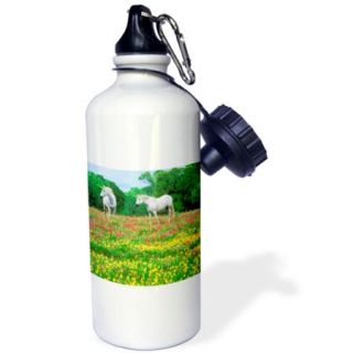 3dRose Unicorns Among The Flowers, Sports Water Bottle, 21oz