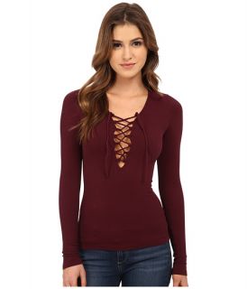 Free People Lace Up Layering Tee Wine