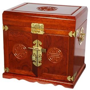 Oriental Furniture Rosewood Jewelry Cabinet with 5 Drawers   Honey