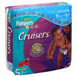 Pampers  Cruisers Diapers, Size 5 (27+ lb), Sesame Street, Jumbo, 26