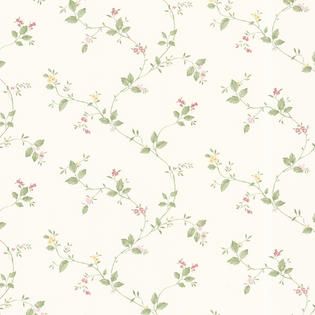 Brewster Vance Pink Winding Floral Trail Wallpaper