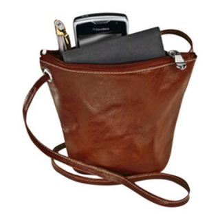 Womens David King Leather 3518 Florentine Top Zip Mini Bag Honey