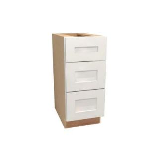 Home Decorators Collection 15x28.5x21 in. Newport Assembled Desk Height Base Cabinet with 3 Drawers in Pacific White DDR15 NPW