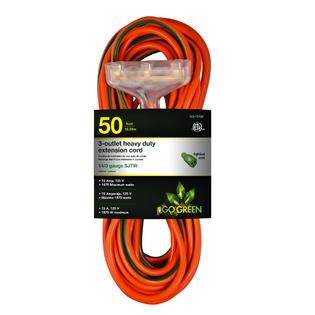GoGreen Power Inc 14/3 50 3 Outlet Heavy Duty Extension Cord