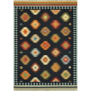 Hand Woven Cordova Black Wool Rug (76 x 96)   14488053  
