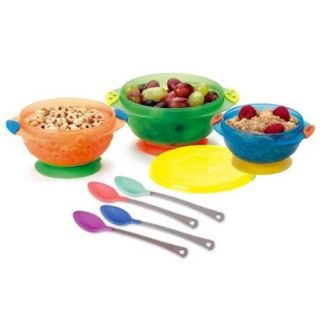 Munchkin Stay Put Suction Bowls 3 Pack with Munchkin White Hot Safety Spoons   4 Pack