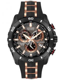 Citizen Mens Chronograph Eco Drive Black with Rose Gold Tone