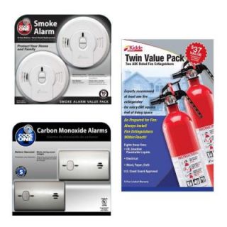 Kidde Value Pack Pro 1A10BC Fire Extinguisher with 9CO5 CO and i9010 10 Year Smoke Alarm 210026568