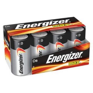 ENERGIZER Battery, Alkaline, D, PK8 E95FP 8