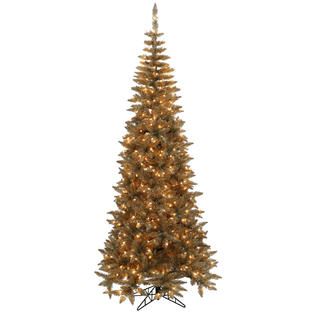 Vickerman 6.5 x 34 Tinsel Antique Champagne Fir Tree with 400 Clear