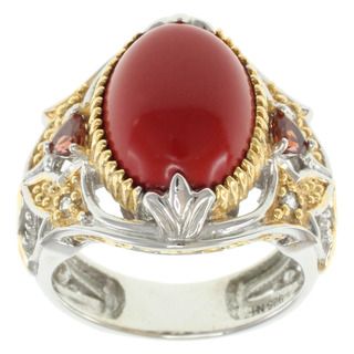 Michael Valitutti Two tone Coral and Garnet Ring