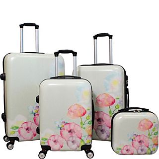 World Traveler Flower Bloom 4 piece Lightweight Hardside Spinner Luggage Set