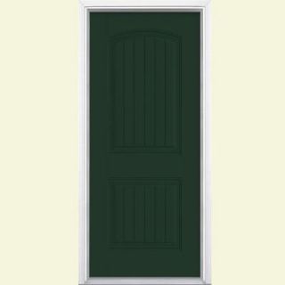 Masonite 32 in. x 80 in. Cheyenne 2 Panel Painted Smooth Fiberglass Prehung Front Door with No Brickmold 49973