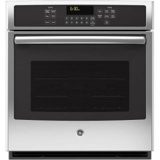 GE 27 in. Single Electric Wall Oven Self Cleaning with Steam Plus Convection in Stainless Steel JK5000SFSS