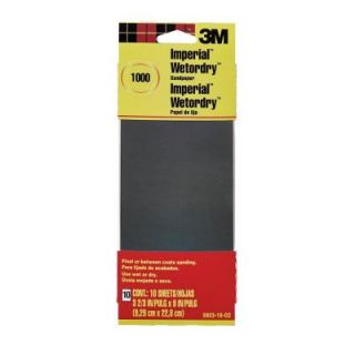 3M 3.66 in. x 9 in. 1000 Grit Sandpaper (10 Sheets Pack) 5923 18 CC