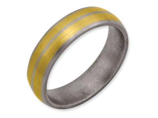 Titanium 14k Gold Inlay 6mm Brushed Comfort Fit Wedding Band Ring (SIZE 10 )