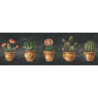 The Wallpaper Company 6.83 in. x 15 ft. Black Cactus Border WC1283079