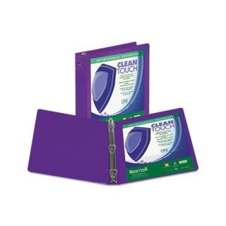 Clean Touch Round Ring View Binder, Antimicrobial, 4", Purple 17298