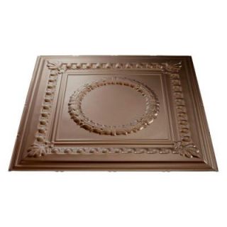 Fasade Rosette   2 ft. x 2 ft. Lay in Ceiling Tile in Argent Bronze L57 28