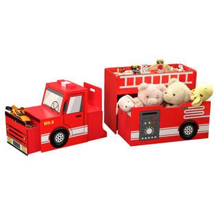 Everbright Wood Fire Engine Toy Box   Toys & Games   Trains   Train