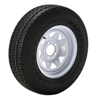 Goodyear Marathon 215/75 R 14 Radial Trailer Tire 5 Lug White Spoke Rim 98320