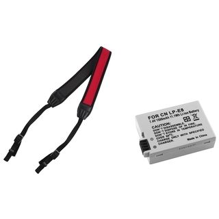 BasAcc Battery/ Black/ Red Neck Strap for Canon EOS 550D/ T3i