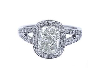 6.26 carat double shank Huge cushion halo diamond ring