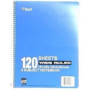 Carolina Pad  Notebook, 3 Subject, Wide Ruled, 120 Sheets, 1 notebook