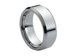 Tungsten Carbide High Polish & Beveled Edge 8mm Wedding Band Ring