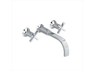 American Standard 7430.471.002 Berwick 8 in. Wall Mount 2 Handle Low Arc Bathroom Faucet in Polished Chrome with Grid Drain, Cross Handles