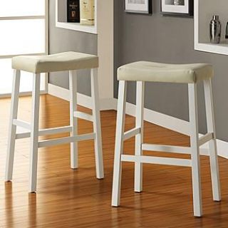 Oxford Creek Contemporary 29 in. H White Saddle Cushion Barstools (Set