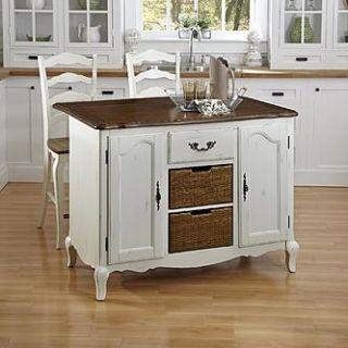 Home Styles Oak and Rubbed White French Countryside Kitchen Island and