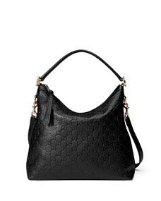 Gucci Miss GG Small Guccissima Leather Hobo Bag, Black