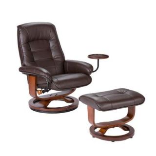 Home Decorators Collection Leather Recliner and Ottoman Set in Cafe Brown UP1373RC