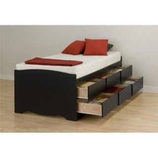 Prepac Black Tall Twin Captain's Platform Storage Bed with 6 Drawers