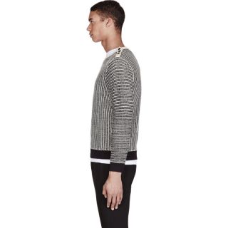 Carven Beige & Black Stitched Crewneck Sweater