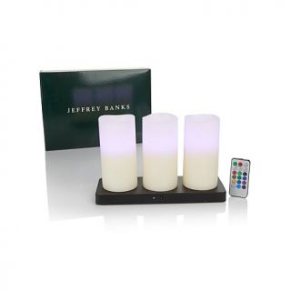 Jeffrey Banks 3 piece Flameless Candle Set with Rechargeable Station and Remote   7732189