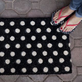 Entryways White Polka Dots Hand Woven Coir Doormat