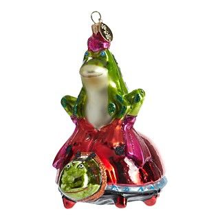 Patience Brewster Frog on Ladybug Glass Ornament