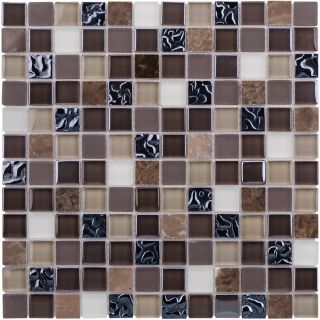 Elida Ceramica Glass Mosaic Coral Dark Uniform Squares Mosaic Glass Wall Tile (Common 12 in x 12 in; Actual 11.75 in x 11.75 in)