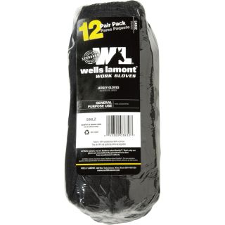 Wells Lamont Value Packs of Jersey Work Gloves — Brown, Large, 12-Pair Pack, Model# 506LZ  Utility Gloves