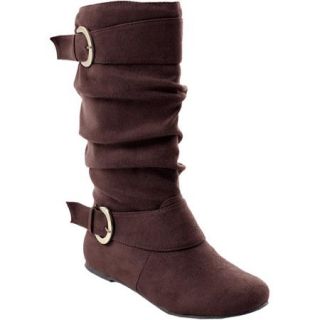 Brinley Co.   Women's Buckle Accent Faux Suede Slouchy Boots