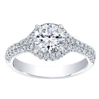 18K White Gold Diamond Halo Engagement Ring   17219471  