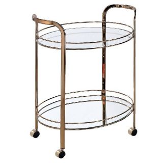 Derria Oval Mirrored Metal Frame Serving Cart   Furniture of America