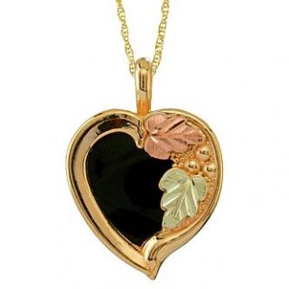 Black Hills Gold Tricolor 10K Onyx Heart Pendant   Jewelry   Pendants