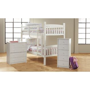 Essential Home White Bunk Bed and Total Room Solution