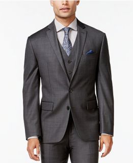 Ryan Seacrest Distinction Slim Fit Gray Tonal Plaid Jacket, Only at