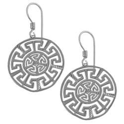 Sterling Silver Greek Key Disk Earrings  ™ Shopping   Top