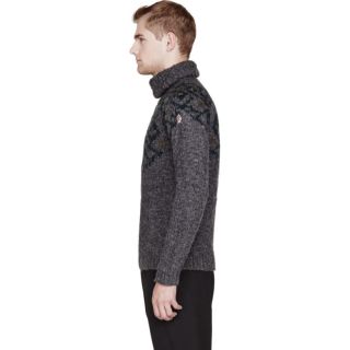 Moncler Grey Patterned Winter Turtleneck Sweater